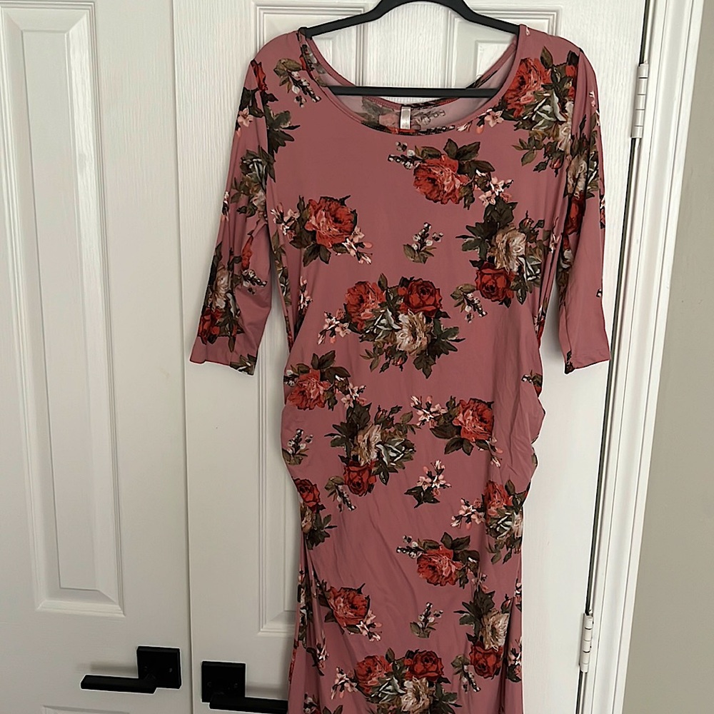 Pink floral maternity dress